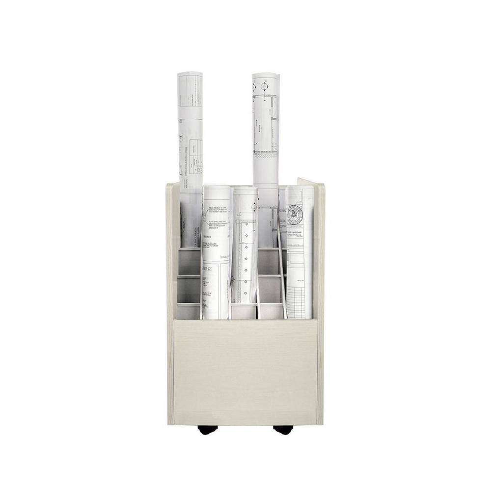 Angle. AdirOffice - Blueprint Storage Wood 20-Slot Portable Roll File Cart - White.