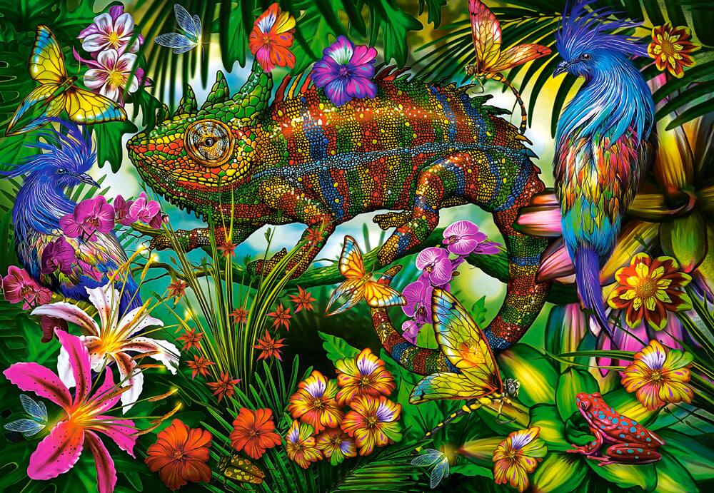 Angle. Castorland - CASTORLAND 1500 Piece Jigsaw Puzzles, Color Competition, Chameleon, Animal puzzles, Colorful flowers,  C-152162-2 - Red.