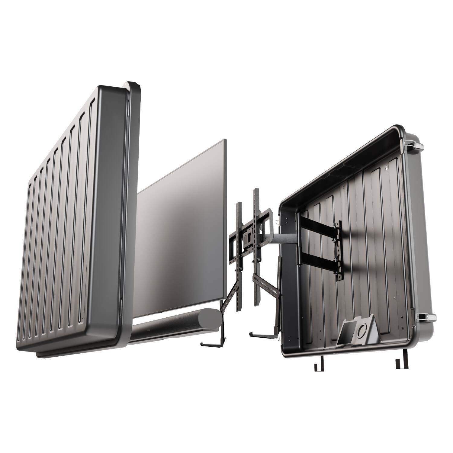 Alt View 4. Storm Shell - XL Weatherproof 55" Outdoor TV and Soundbar Enclosure - Black.