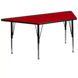 Emma + Oliver - 29x57 Trapezoid Laminate Adjustable Preschool Activity Table - Red