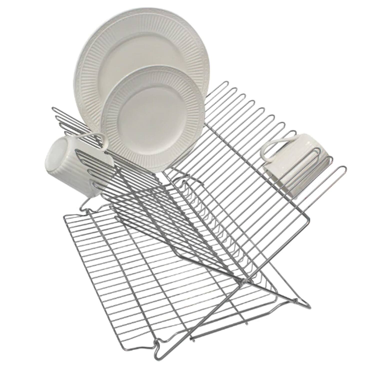 Back. Better Houseware - Better Houseware 3489.5 Extra-large Metallic Folding Dish Rack - metallic.