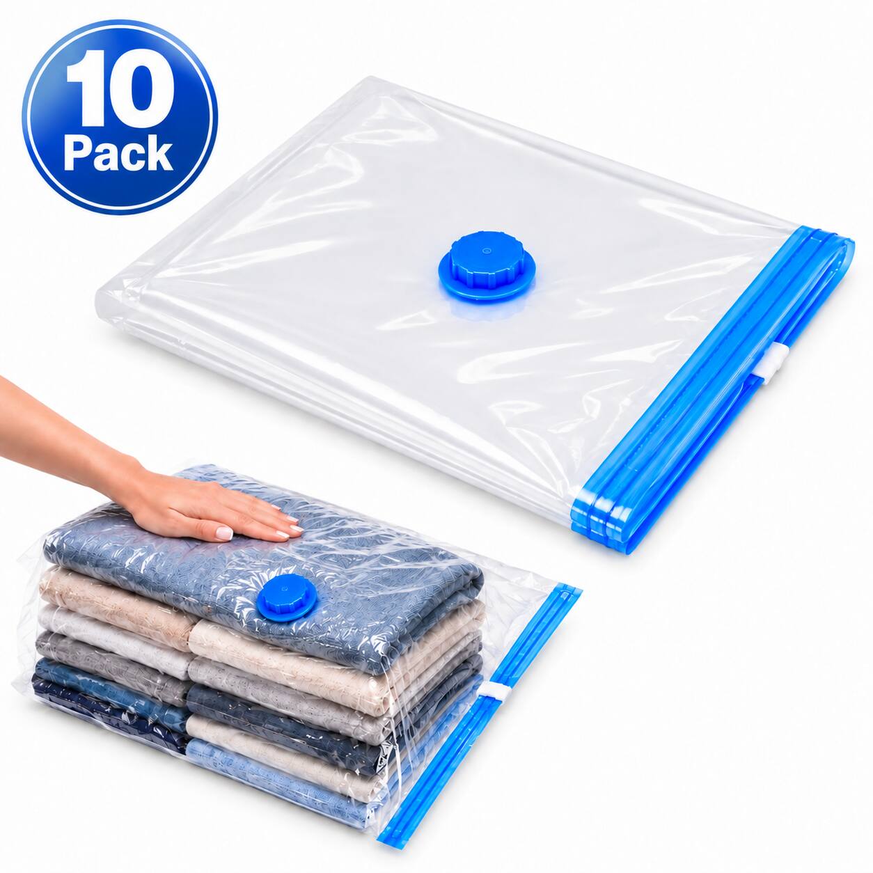 Front. Garnen - 10x Vacuum Storage Bag 20"x28", Vacuum Seal Bags for Clothing, Medium Vacuum Bags for Jackets Sweaters, Compression Bags - Clear.