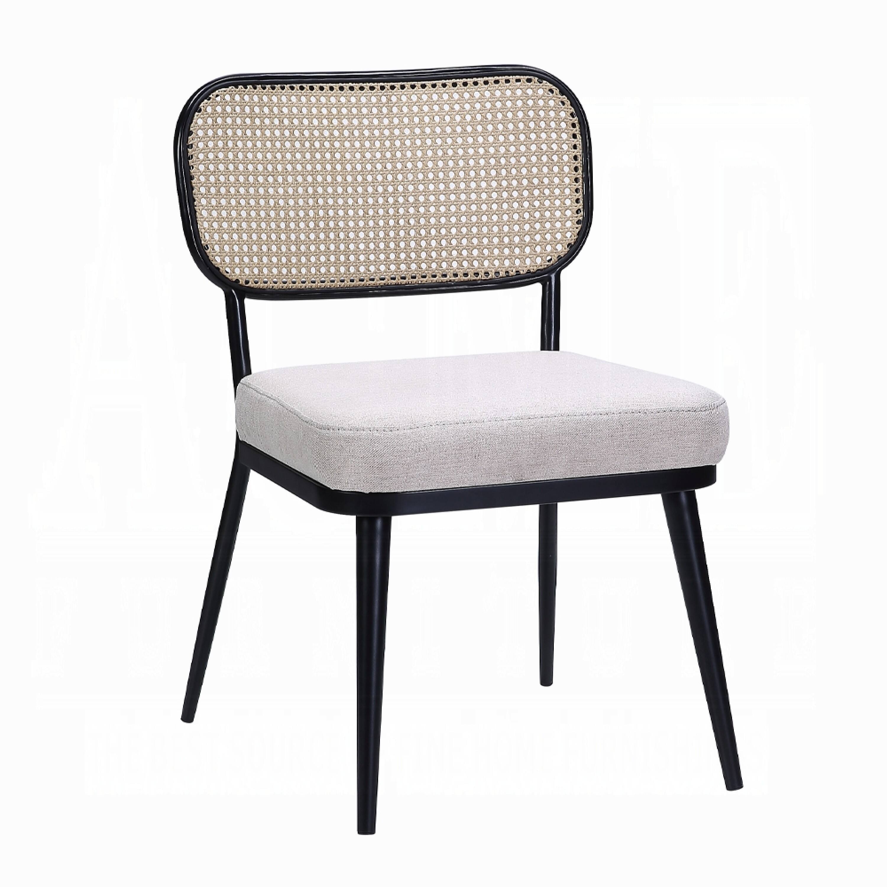 Alt View 2. Manhattan Lane - Col 3pc Accent Table and Chair Set, Black Legs, Glass Top, Padded Seat - Black, Beige.