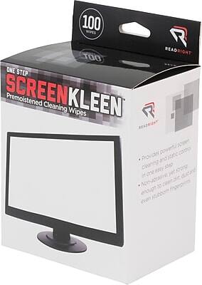 100 WIPES

READRIGHT

ONE STEP SCREENKLEEN
Premoistened Cleaning Wipes

Provides powerful screen cleaning and static control in one easy step
Non-abrasive, yet strong enough to clean dirt, dust and even stubborn fingerprints