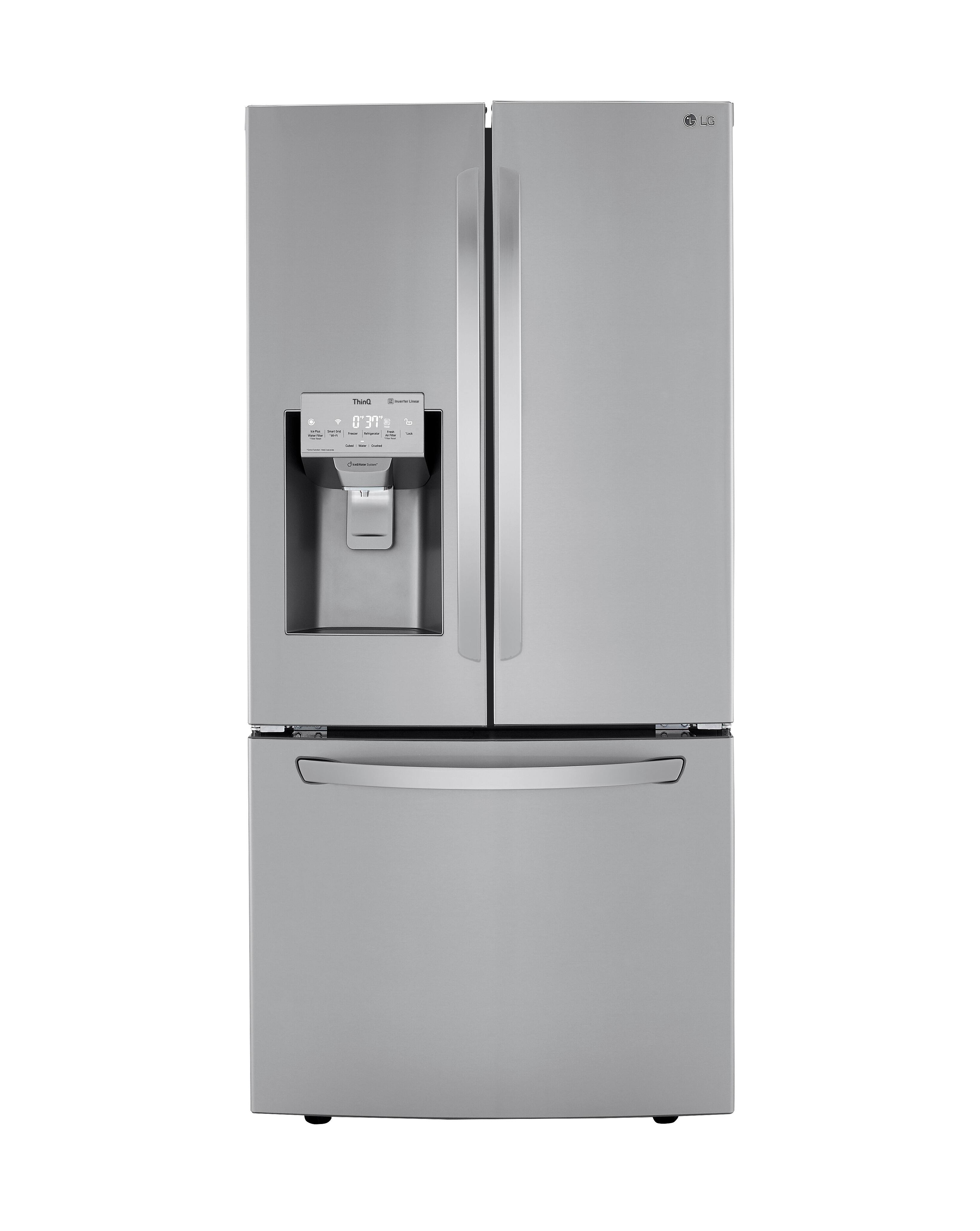 Front. LG - 24.5 Cu. Ft. French Door Smart Refrigerator with Slim SpacePlus Ice - Stainless Steel.