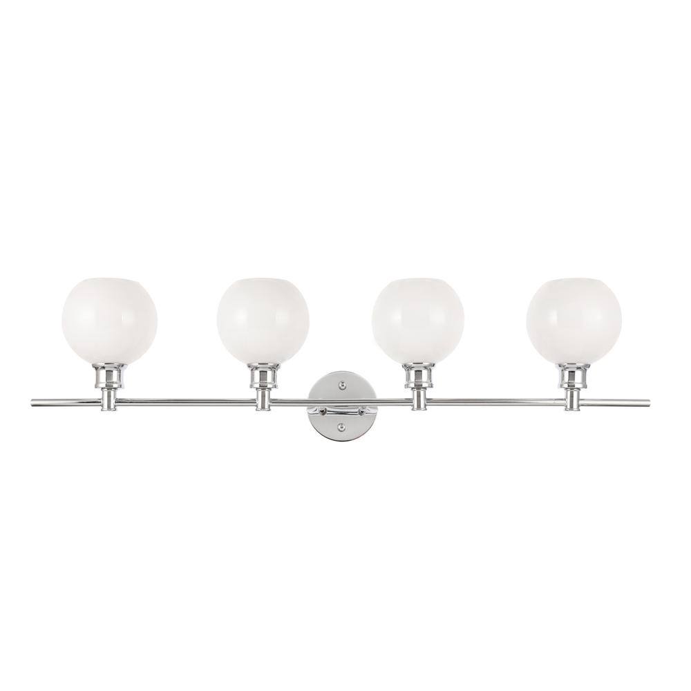 Alt View 9. Living District - Collier 4 light Chrome and Frosted white glass Wall sconce - Chrome And Frosted White Glass.