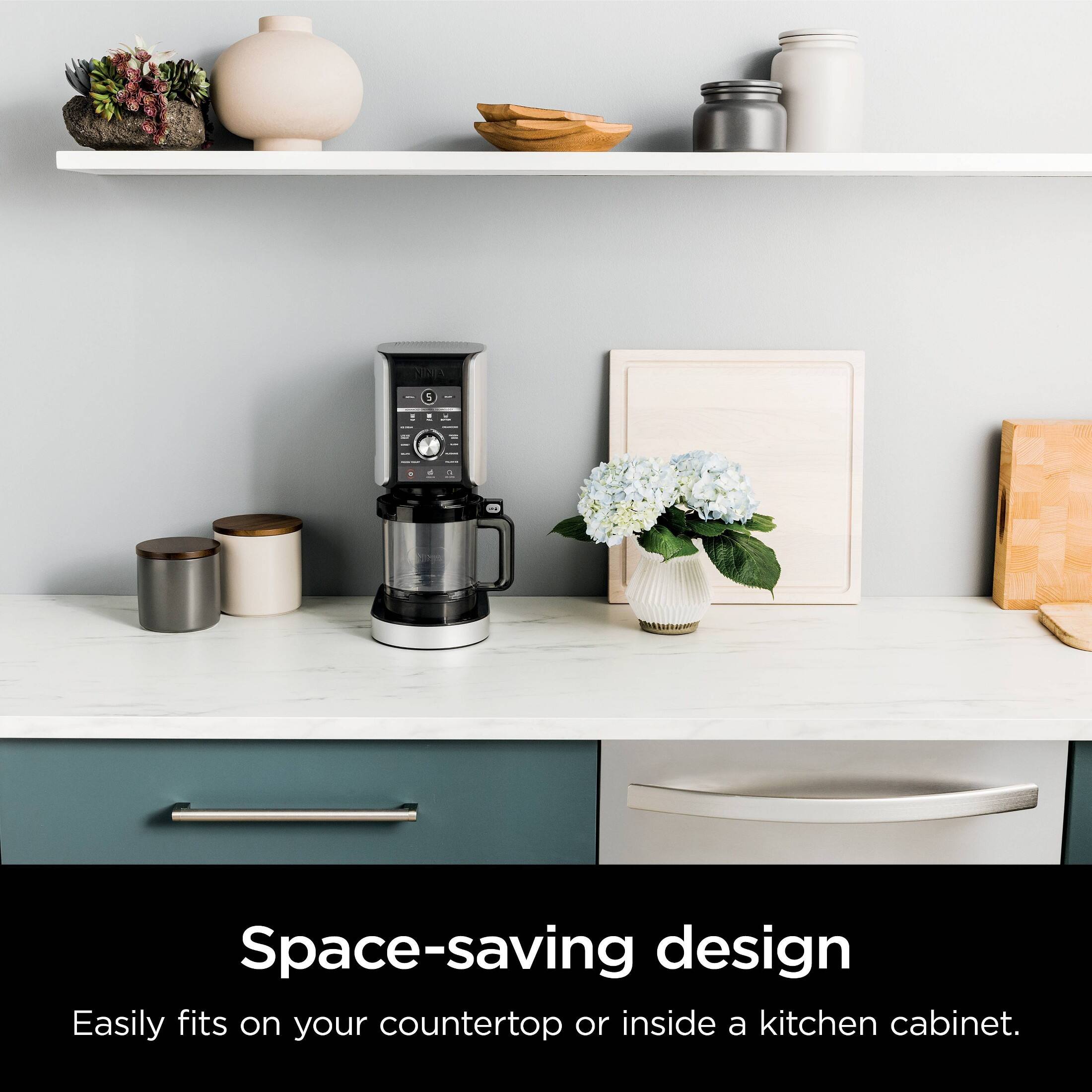 Space-saving design. Easily fits on your countertop or inside a kitchen cabinet.