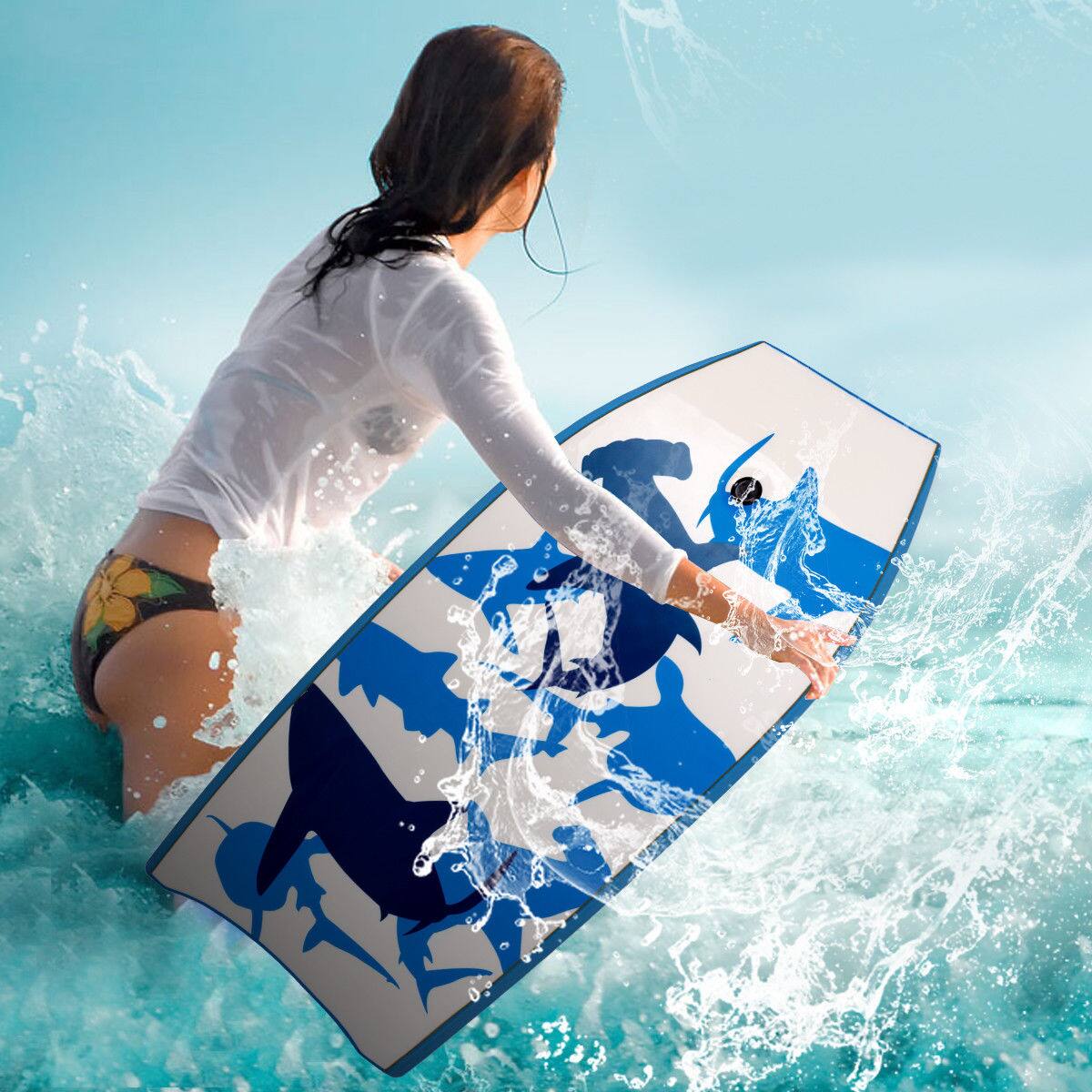 Alt View 4. GOPLUS - Goplus 42" Lightweight Super Bodyboard Surfing w/Leash IXPE Deck EPS Core Boarding - Blue.