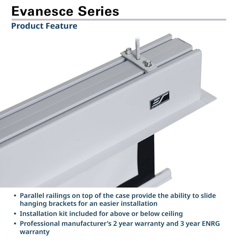 Evanesce Series  
Product Feature

- Parallel railings on top of the case provide the ability to slide hanging brackets for an easier installation
- Installation kit included for above or below ceiling
- Professional manufacturer's 2 year warranty and 3 year ENRG warranty