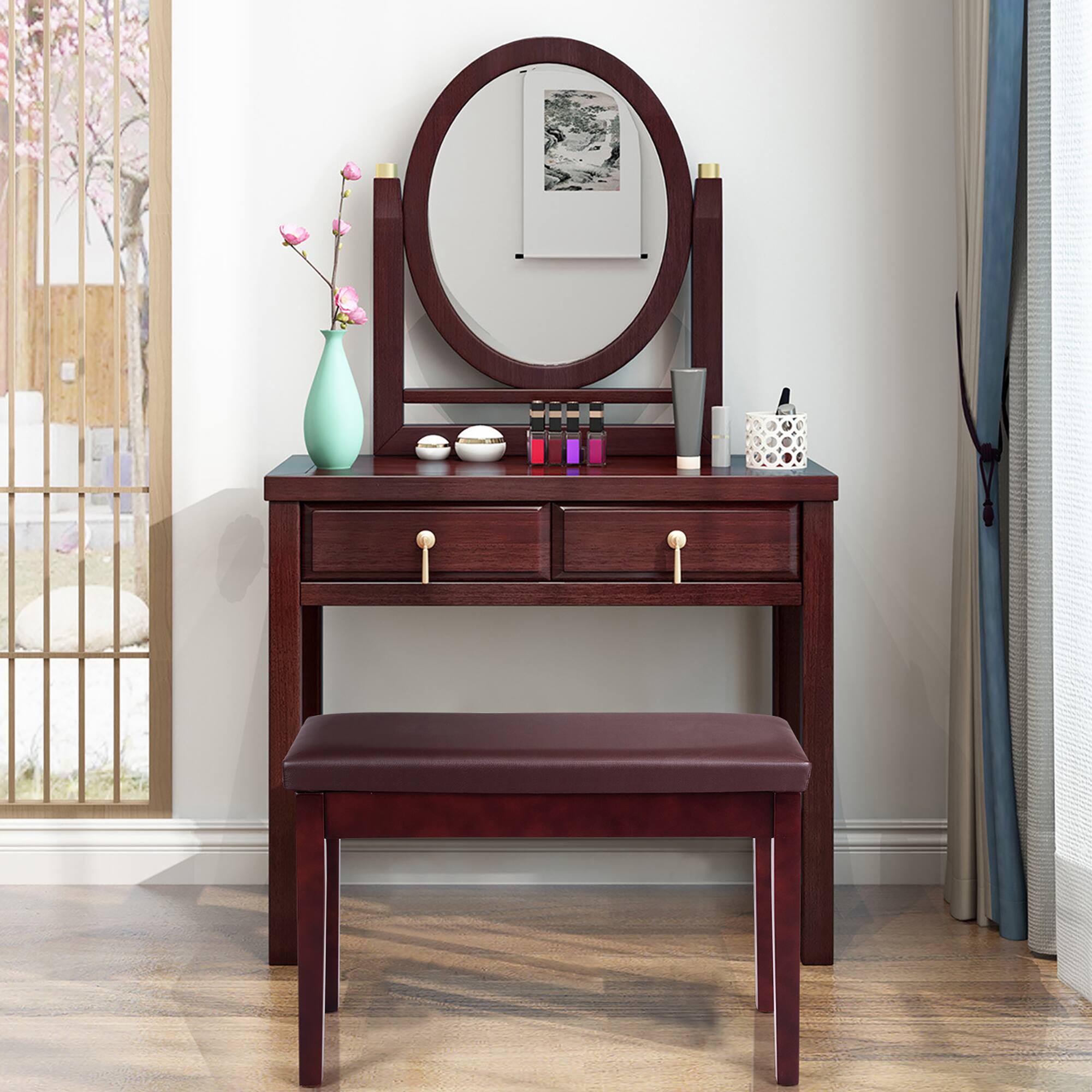 Alt View 5. Costway - Costway PU Leather Piano Bench Padded Double Duet Keyboard Seat Storage - Brown.