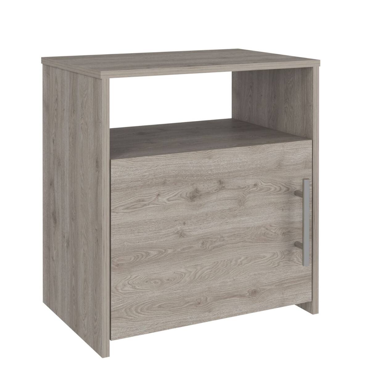 Alt View 1. Loheer - Loheer Gray Bedroom Nightstand with Single Door and Open Shelf - Gray.