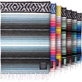 Zulay Kitchen - Large Mexican Blanket 70x50 Authentic Woven Throw - Aqua Sky