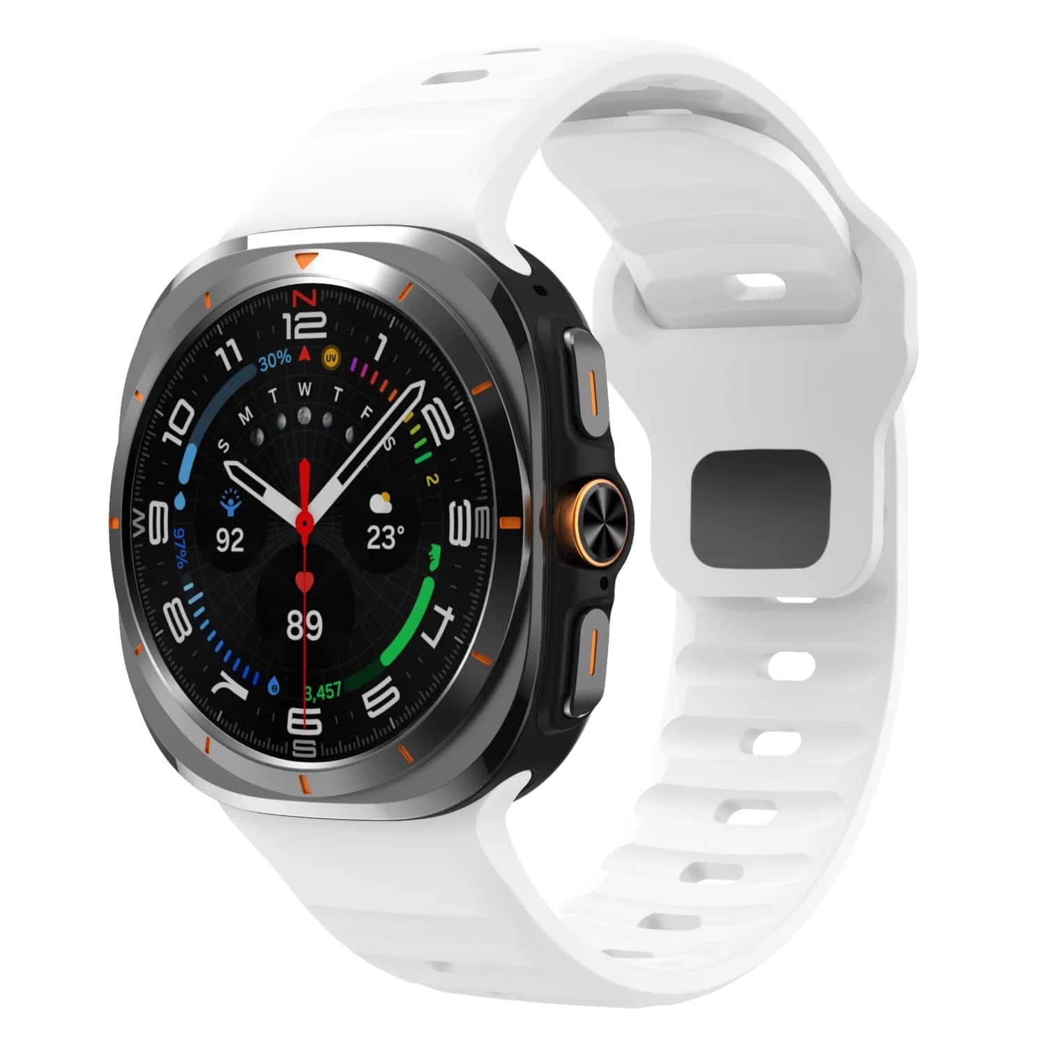 StrapsCo - Active Band Silicone Rubber Watch Band For Samsung Galaxy Watch Ultra - White