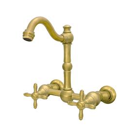 6 inch Solid Brass Wall Mount Bathroom Faucet with 2 Cross Handles
