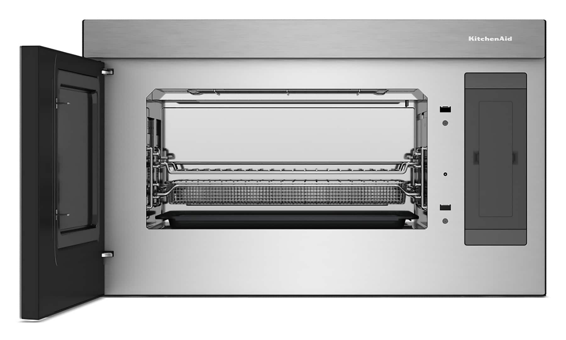 Alt View 1. KitchenAid - 1.1 Cu. Ft. Convection Flush Built-In Over-the-Range Smart Microwave with Sensor Cooking and Air Fry Mode - Stainless Steel.