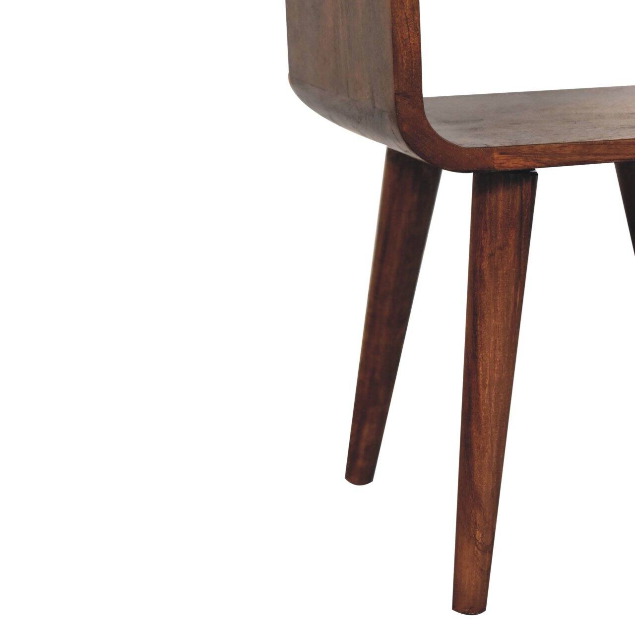 Alt View 4. Artisan Furniture - Artisan Furniture Solid Wood Mini Honey Caramel Curved Bedside, 1 Drawer, 1 Open Slot, Nordic Legs, Dark Brown - Caramel.