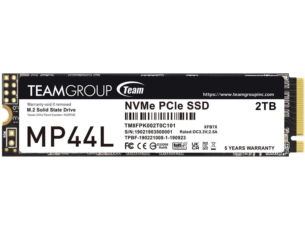 Team Group - MP44L M.2 2280 2TB PCIe 4.0 x4 with NVMe 1.4 TM8FPK002T0C101