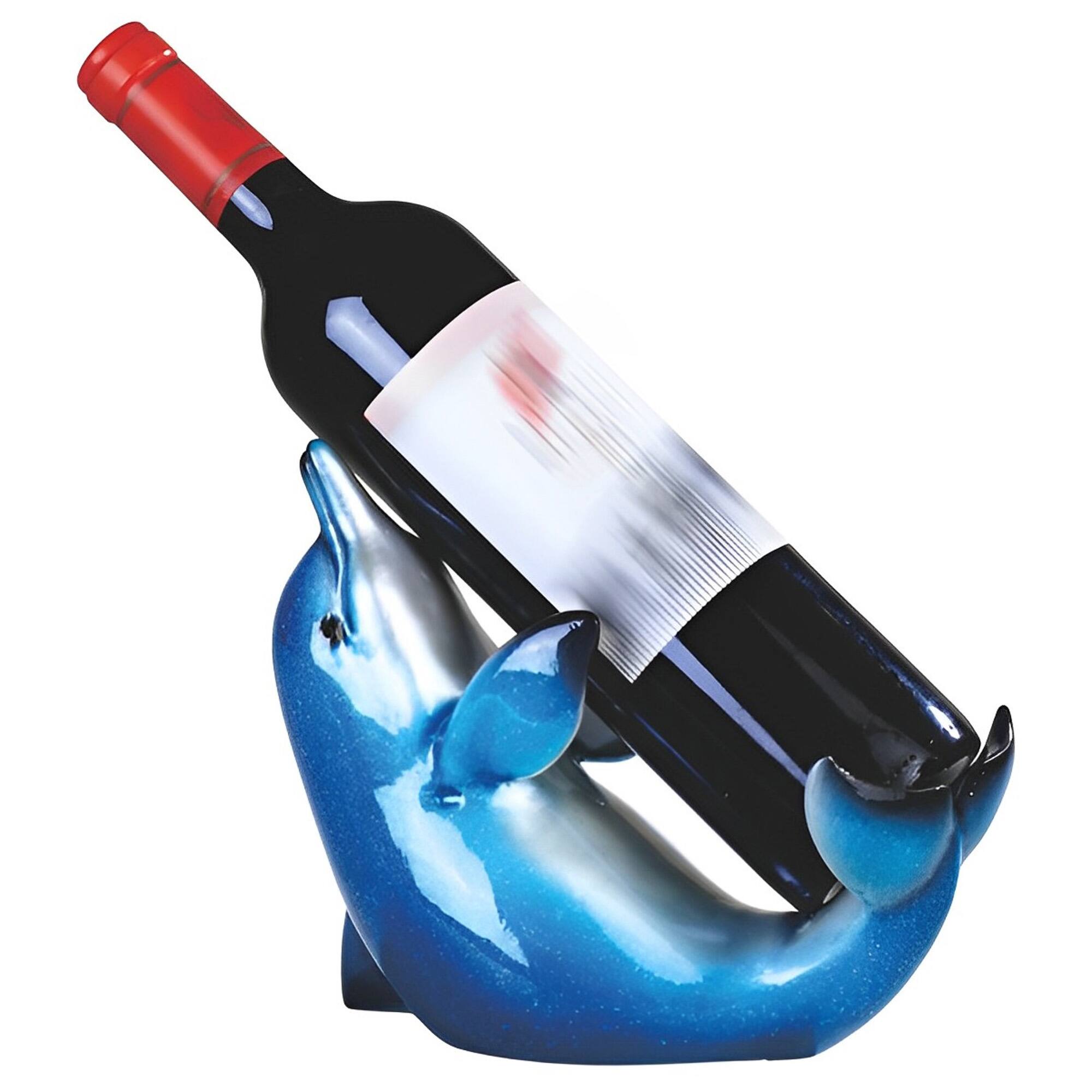 Front. FC Design - FC Design 8.25"W Dolphin Wine Rack Bottle Holder Dining Room Figurine - Multicolor.