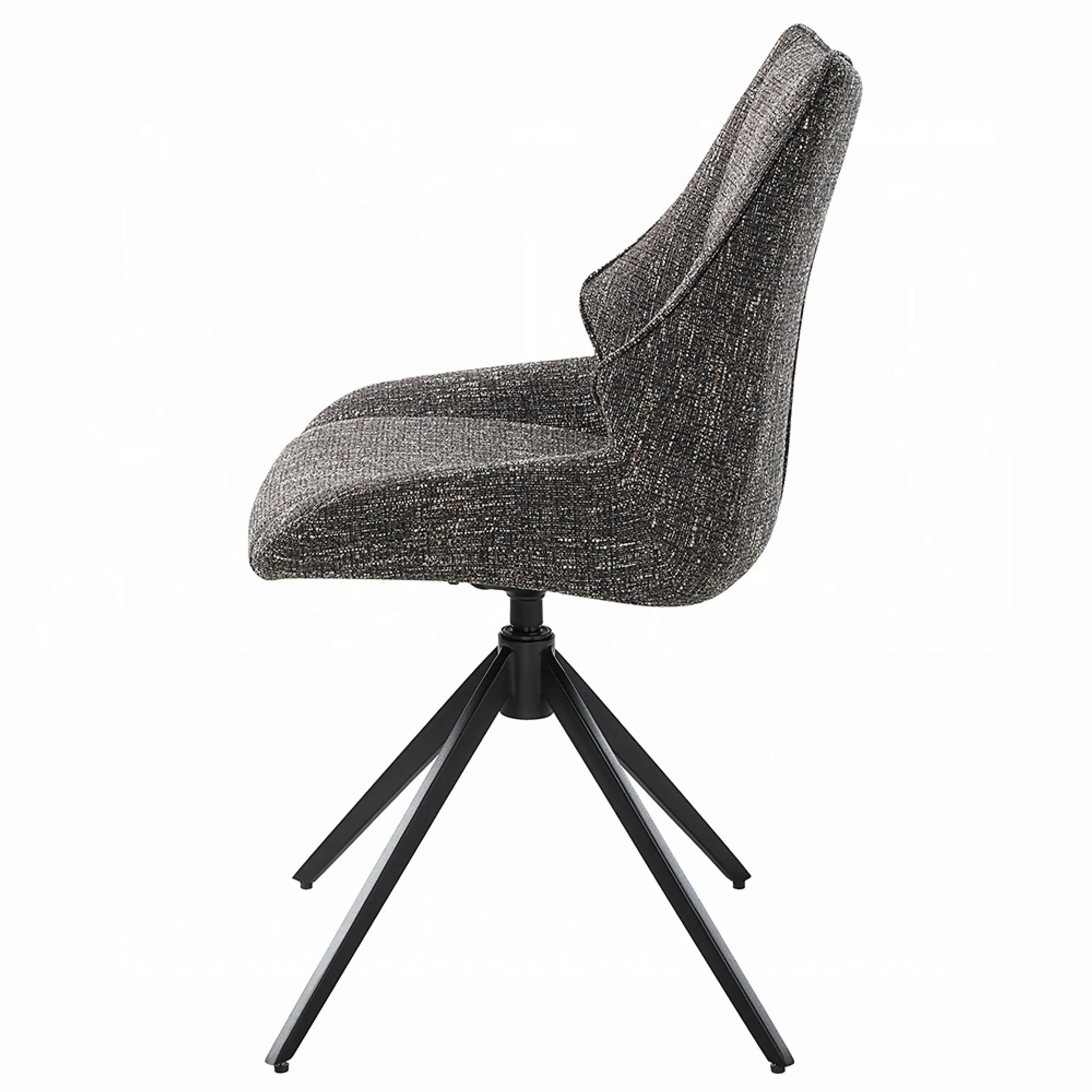 Alt View 2. Manhattan Lane - Maik Swivel Side Chair Set of 2, Wingback, Star Iron Base, Brown Chenille - Brown, Black.