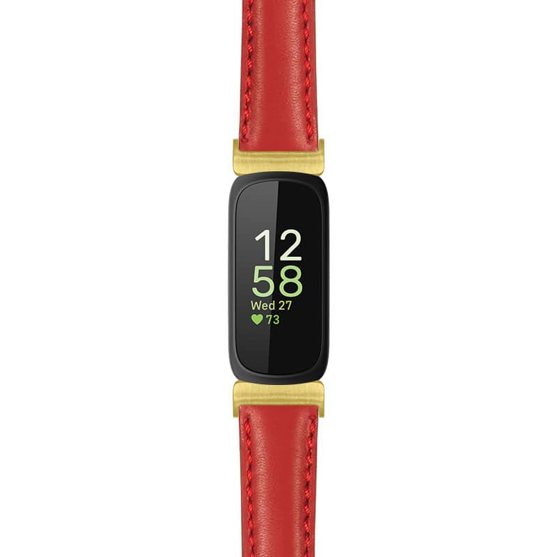 StrapsCo - Everyday Leather Watch Band Strap For Fitbit Inspire 3 (Extra Long) - Red (Yellow Gold Hardware) price history on PriceWatchPro
