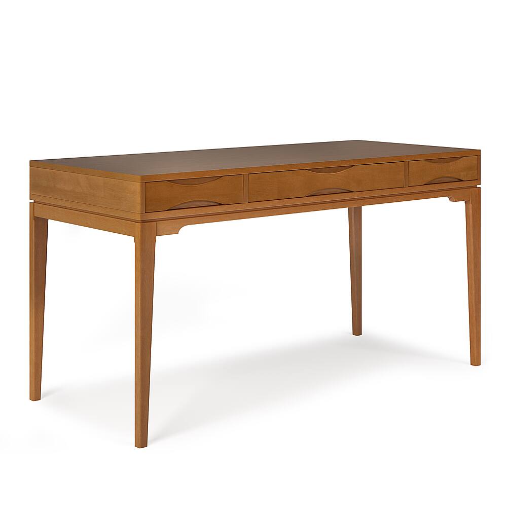 Angle. Simpli Home - Harper SOLID HARDWOOD Mid Century Modern 60 inch Wide Desk in Light Golden Brown - Light Golden Brown.