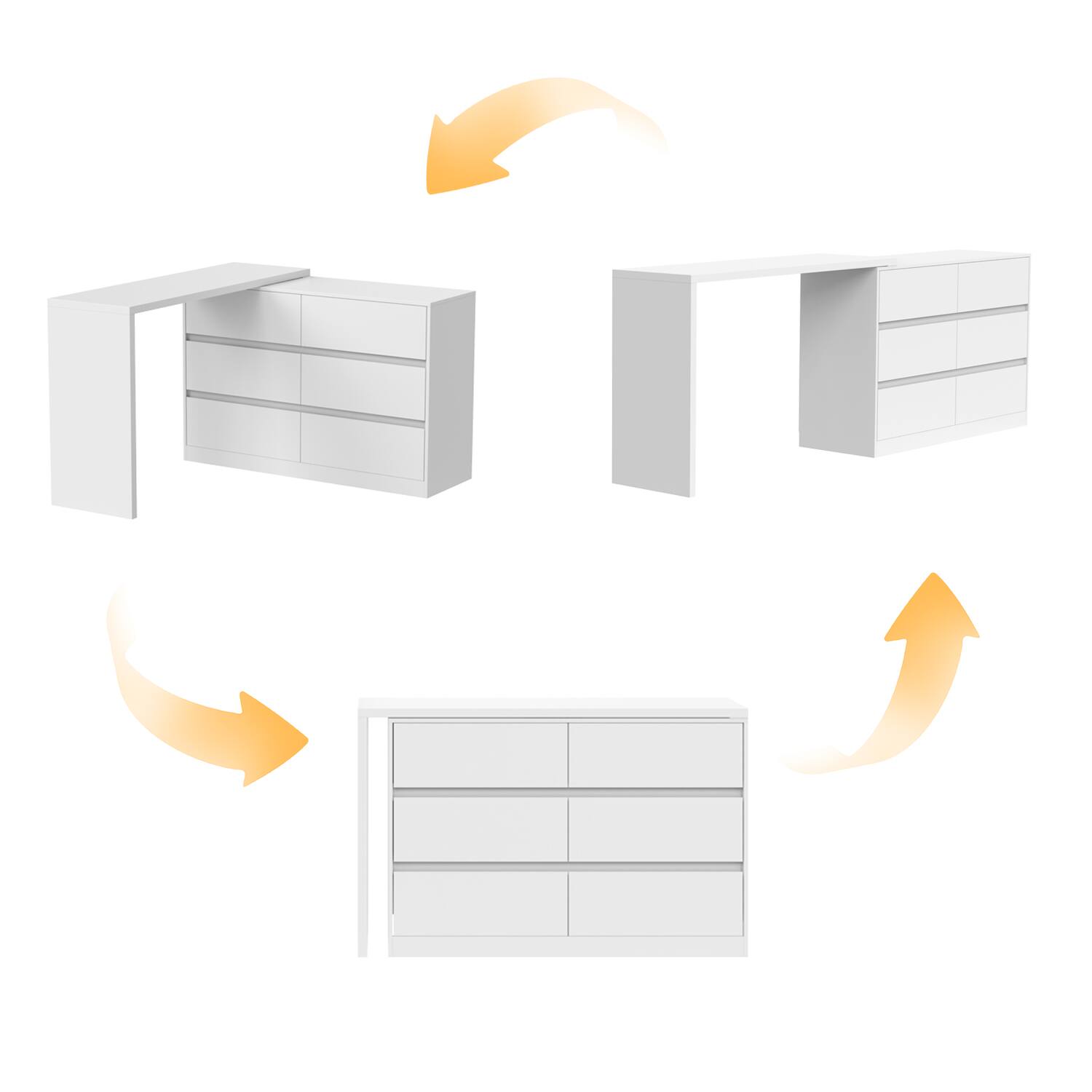Alt View 10. FUFU & GAGA - FUFU&GAGA 6 - Drawer Transformative Dresser Redefine Your Space - White.
