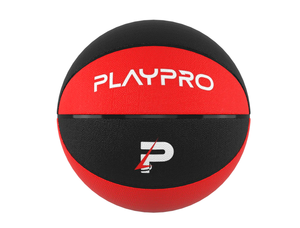 Back. PlayProCo - Premium Rubber Basketball for Kids and Adults - Red Black.