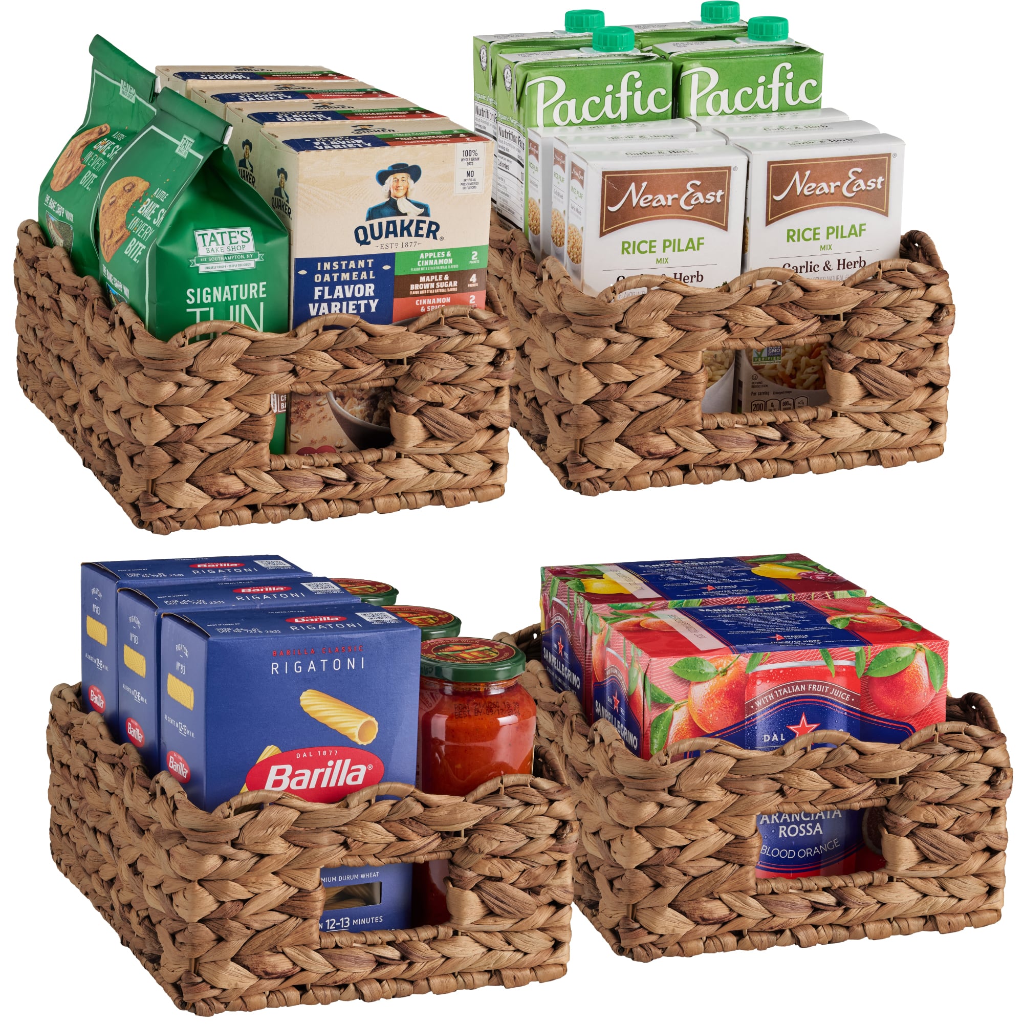Best Choice Products - 9x12 Scalloped Shelf Baskets, Woven Storage Bins, 4 Pack - Chestnut - 9x12 - Chestnut