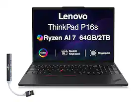 Lenovo - Upgraded - ThinkPad P16s Laptop 16.0 4K (AMD Ryzen AI 7 350, 64GB DDR5, 2TB PCIe SSD, Win 11 Pro) w/USB Hub - Black