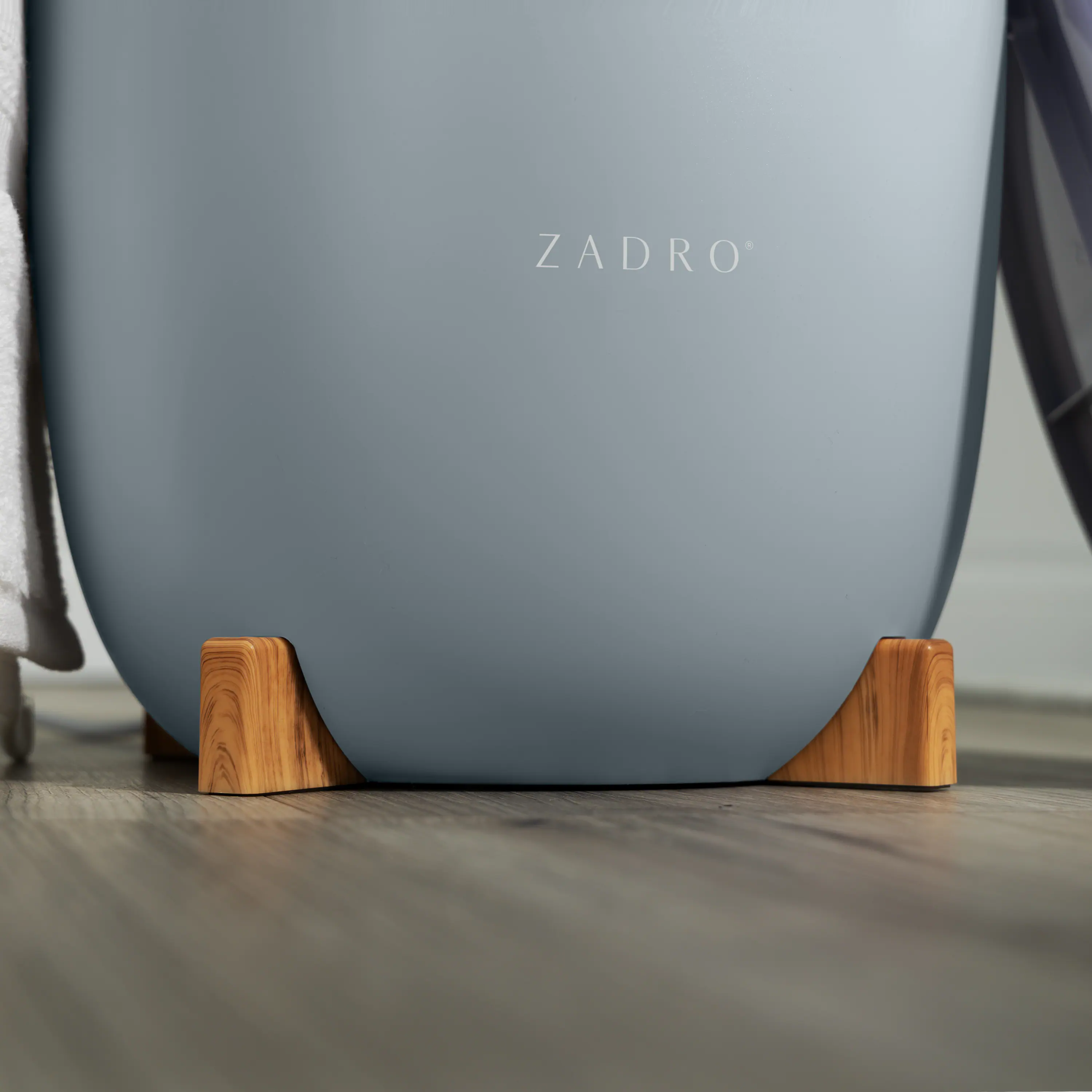 Angle. Zadro - Zadro 20-Liter Bucket Towel Warmer - Bamboo/French Blue.