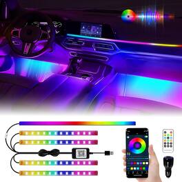 PARKER SLATER - 5 in 1 Car Interior LED Light Kit, Dreamcolor Acrylic Neon Strip Lights with Music Sync and DIY Mode - RGB