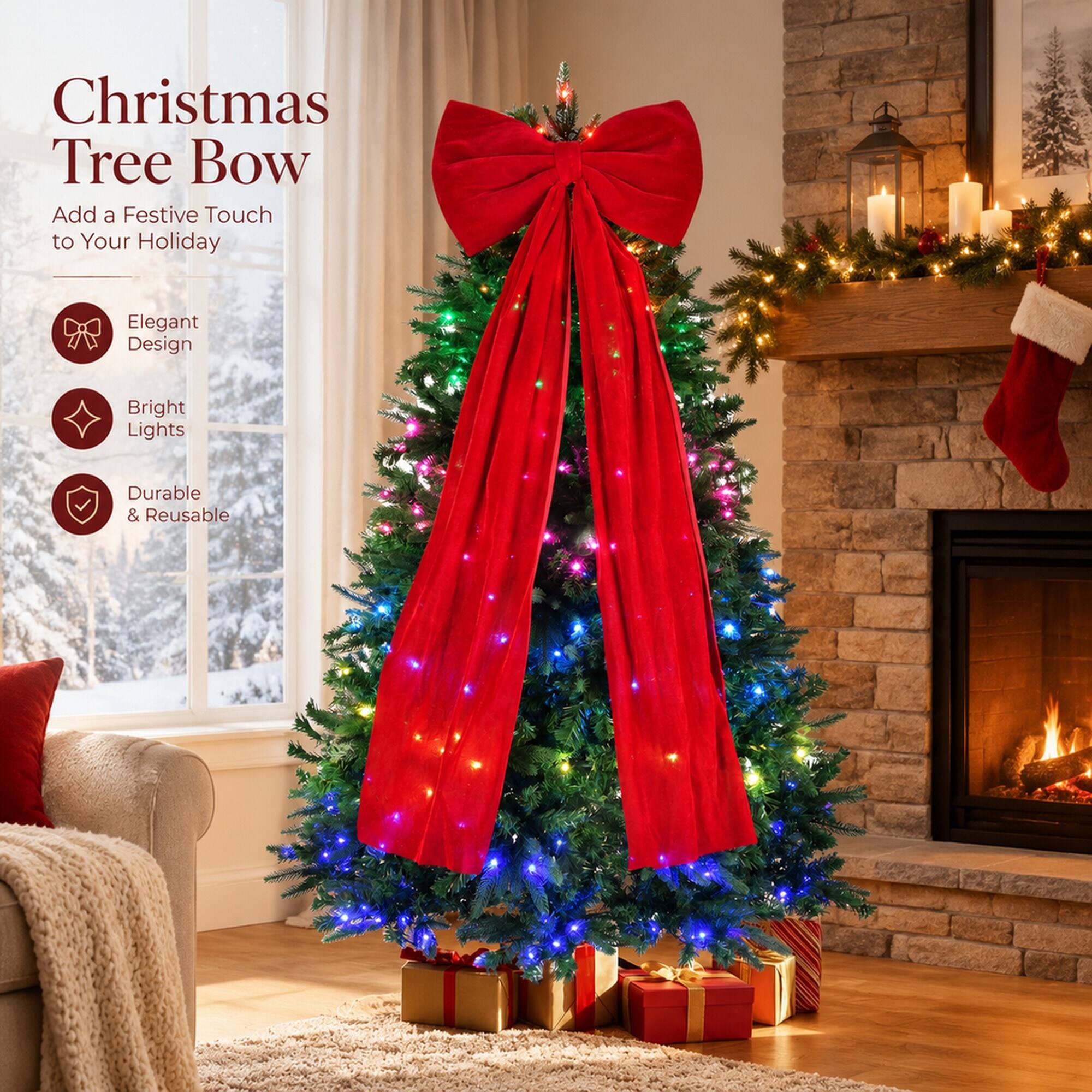 Christmas Tree Bow  
Add a Festive Touch to Your Holiday  

- Elegant Design  
- Bright Lights  
- Durable & Reusable