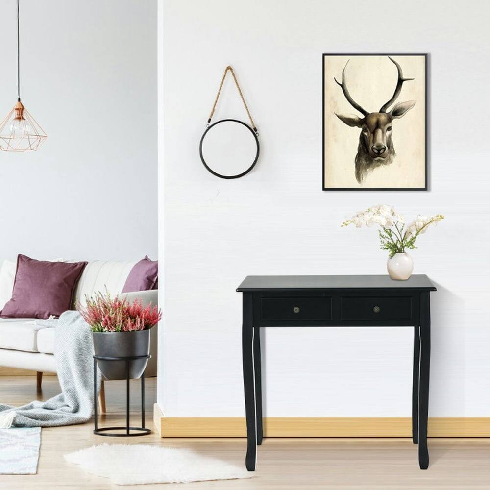 Alt View 1. Pefilos - Removable Floating Organizer 2-Tier Mission Home Computer Vanity Desk-Black, Office Desk, Desks, Working, Writing - Black.