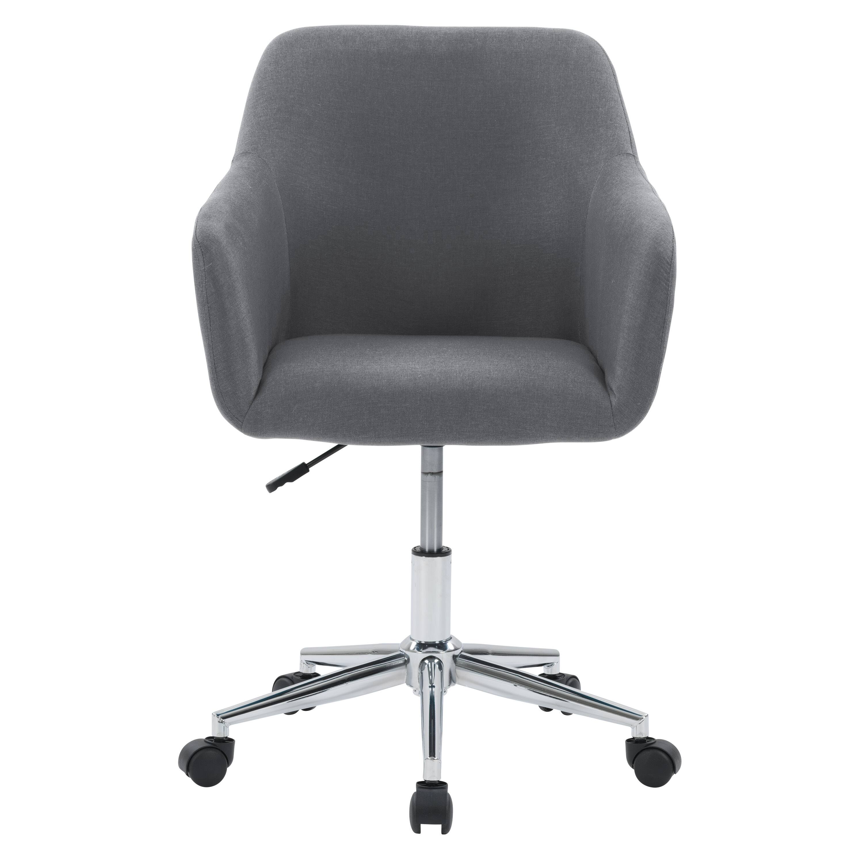 Front. CorLiving - Marlowe Upholstered Chrome Base Task Chair - Grey.