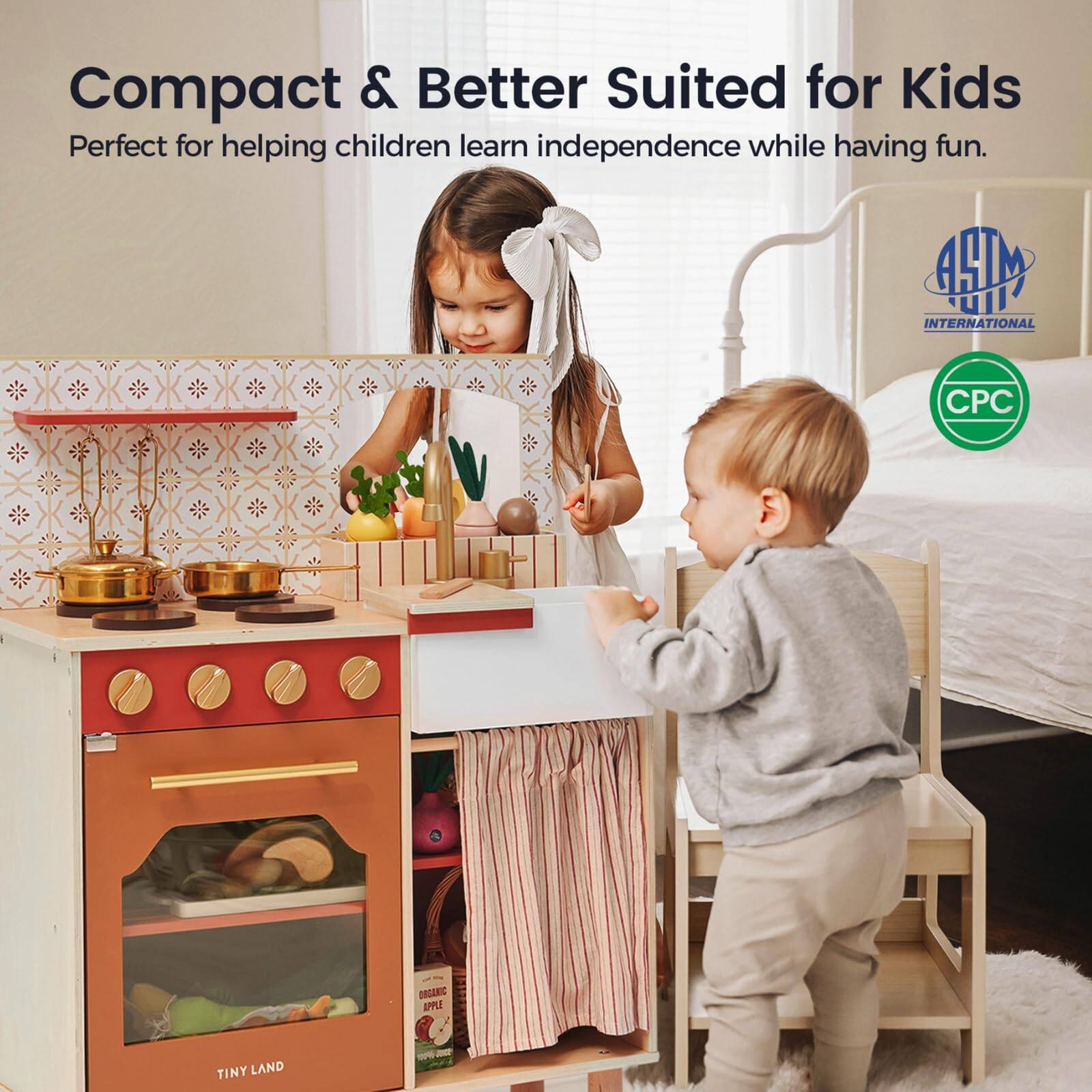 Compact & Better Suited for Kids  
Perfect for helping children learn independence while having fun.  

AGDM INTERNATIONAL  
CPC  
- FOR ORGANIC APPLE  
TINY LAND