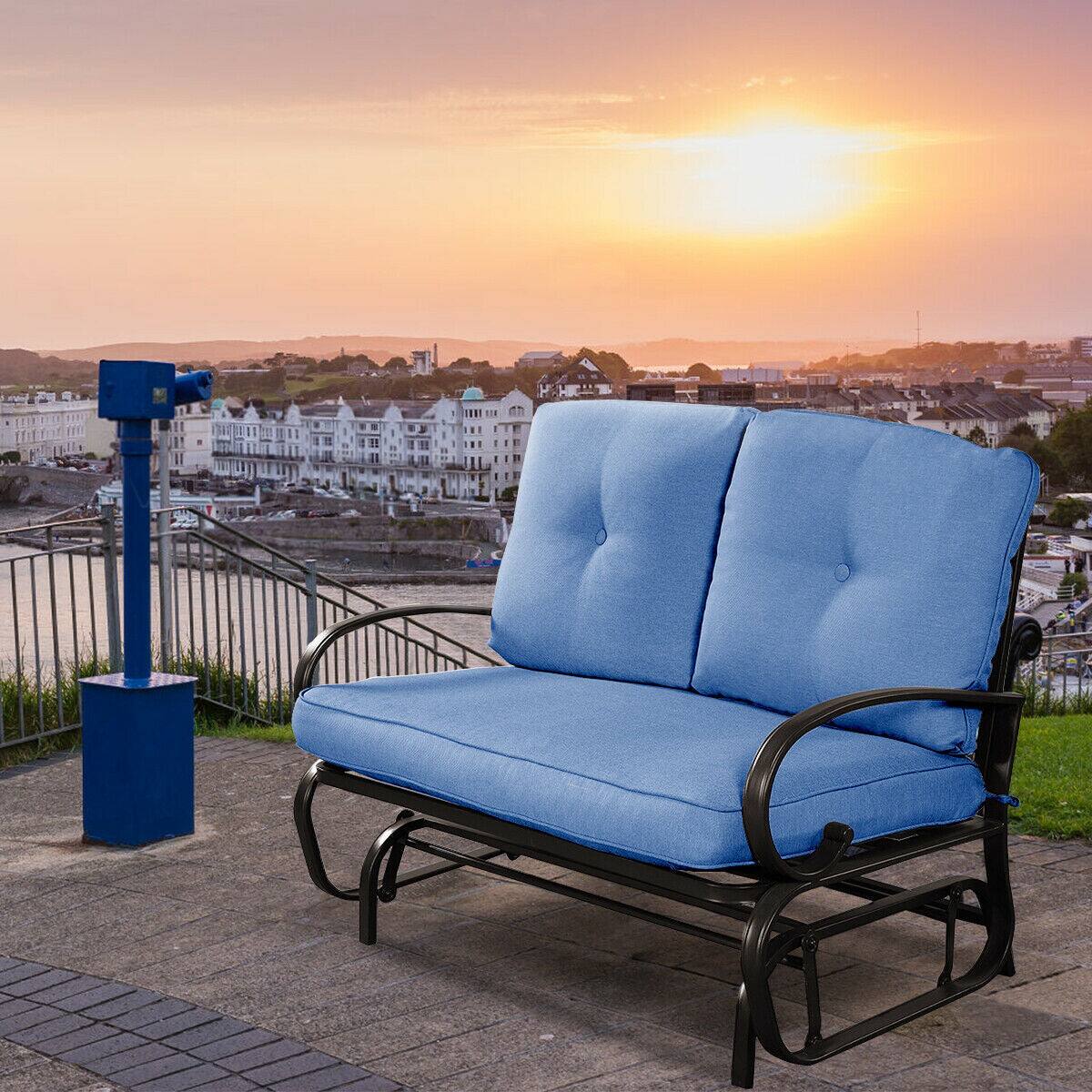 Alt View 3. Boyel Living - 2 Seats Outdoor Swing Glider Chair with Comfortable Cushions - Blue.