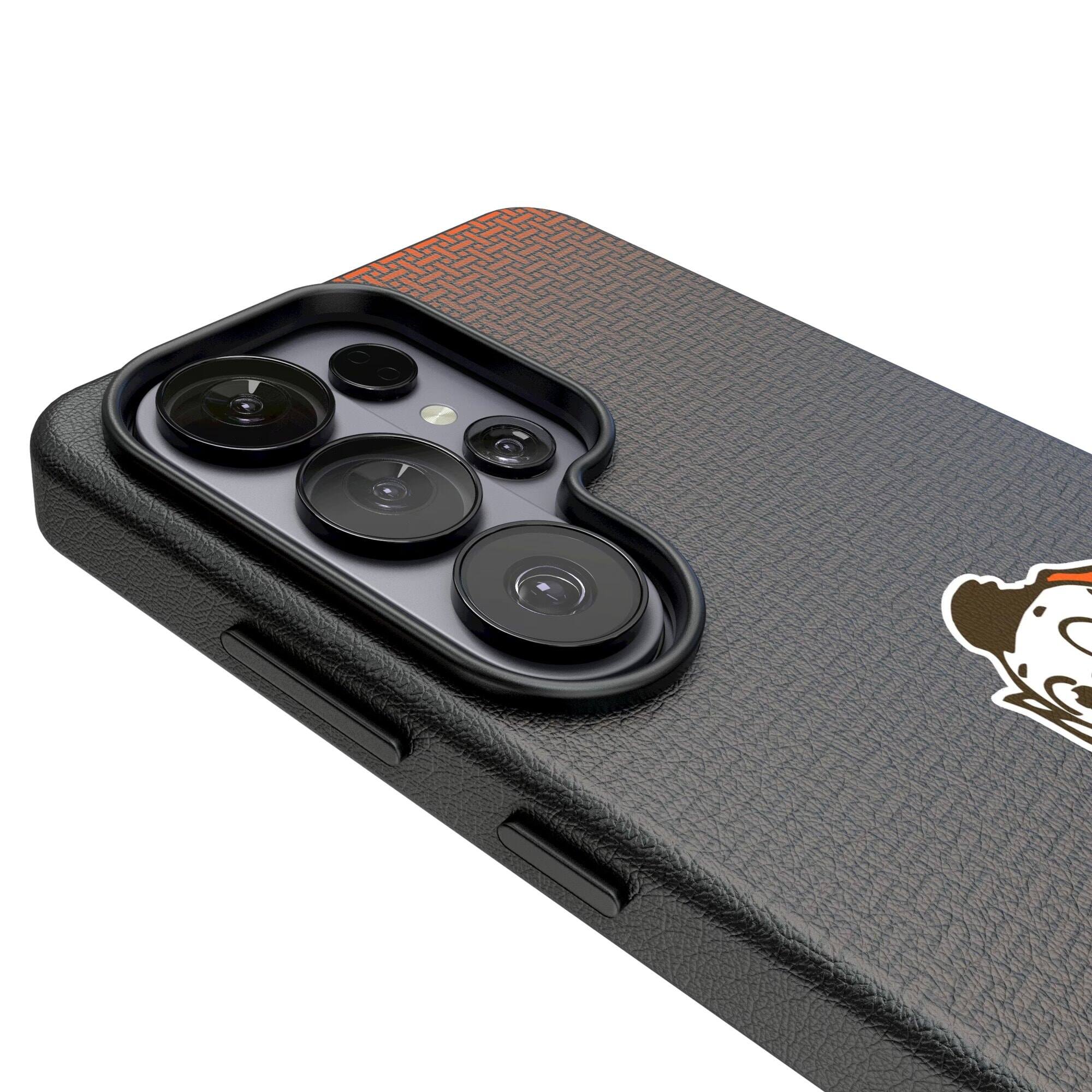 Alt View 2. Keyscaper - Cleveland Browns Historic Collection 1959-1969 Galaxy Magnetic Bump Case - S24 Ultra - Black.