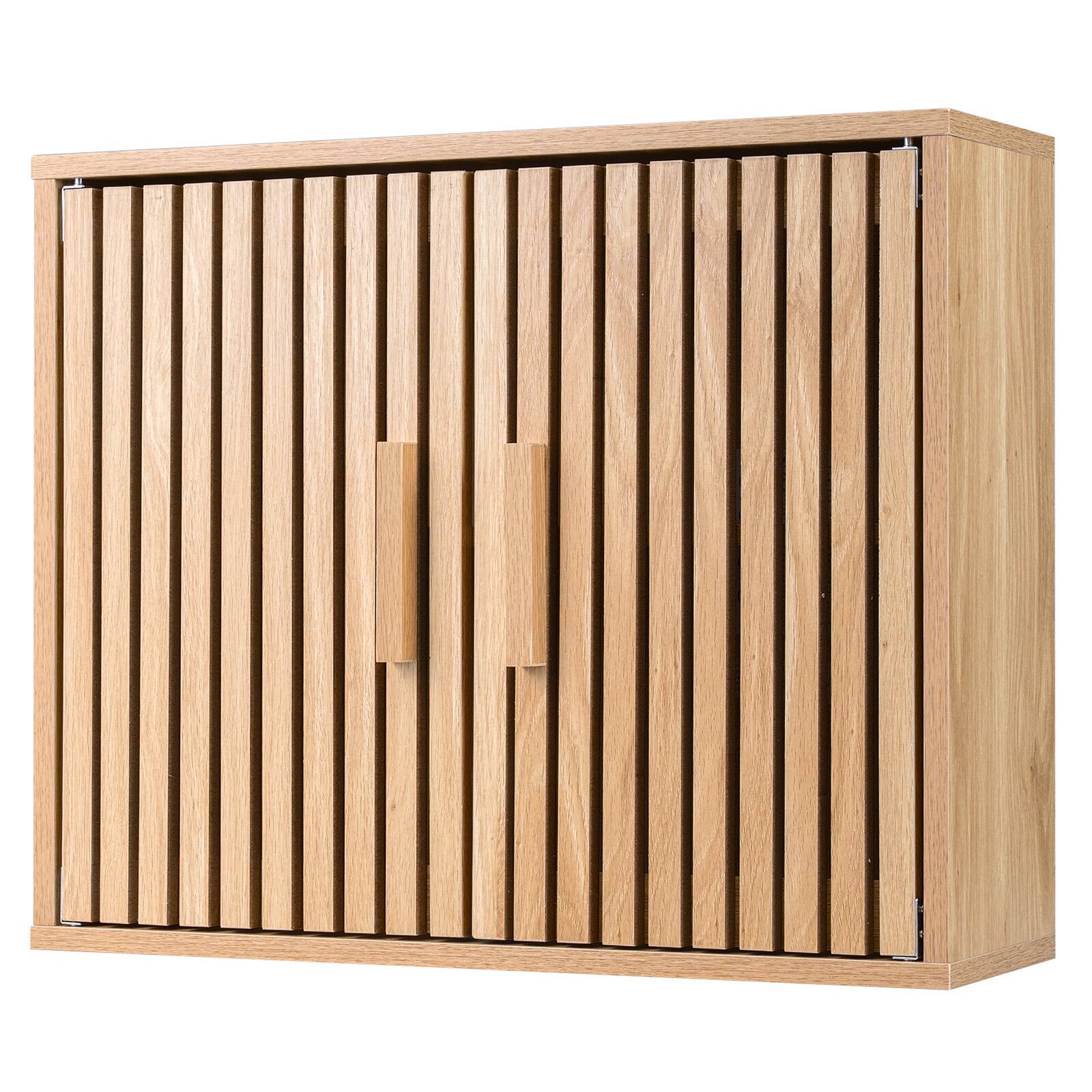 Alt View 9. Costway - Costway Bathroom Wall Cabinet, Wall Mounted Medicine Cabinet, Adjustable Shelves - Natural.