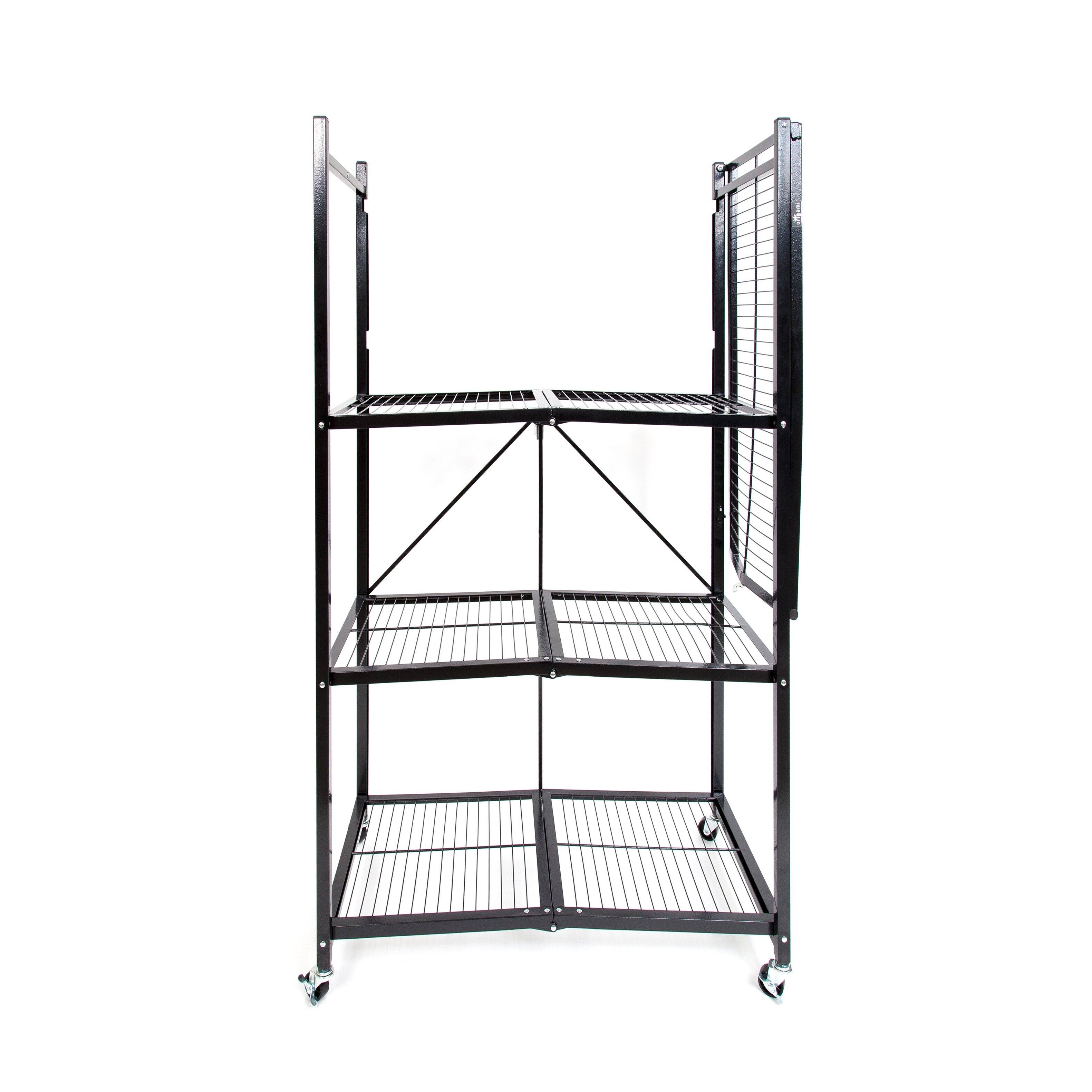 Alt View 5. Origami - Origami R5-06W Black 4-Wheeled and 4-Shelf Folding Steel Wire Shelving Storage.