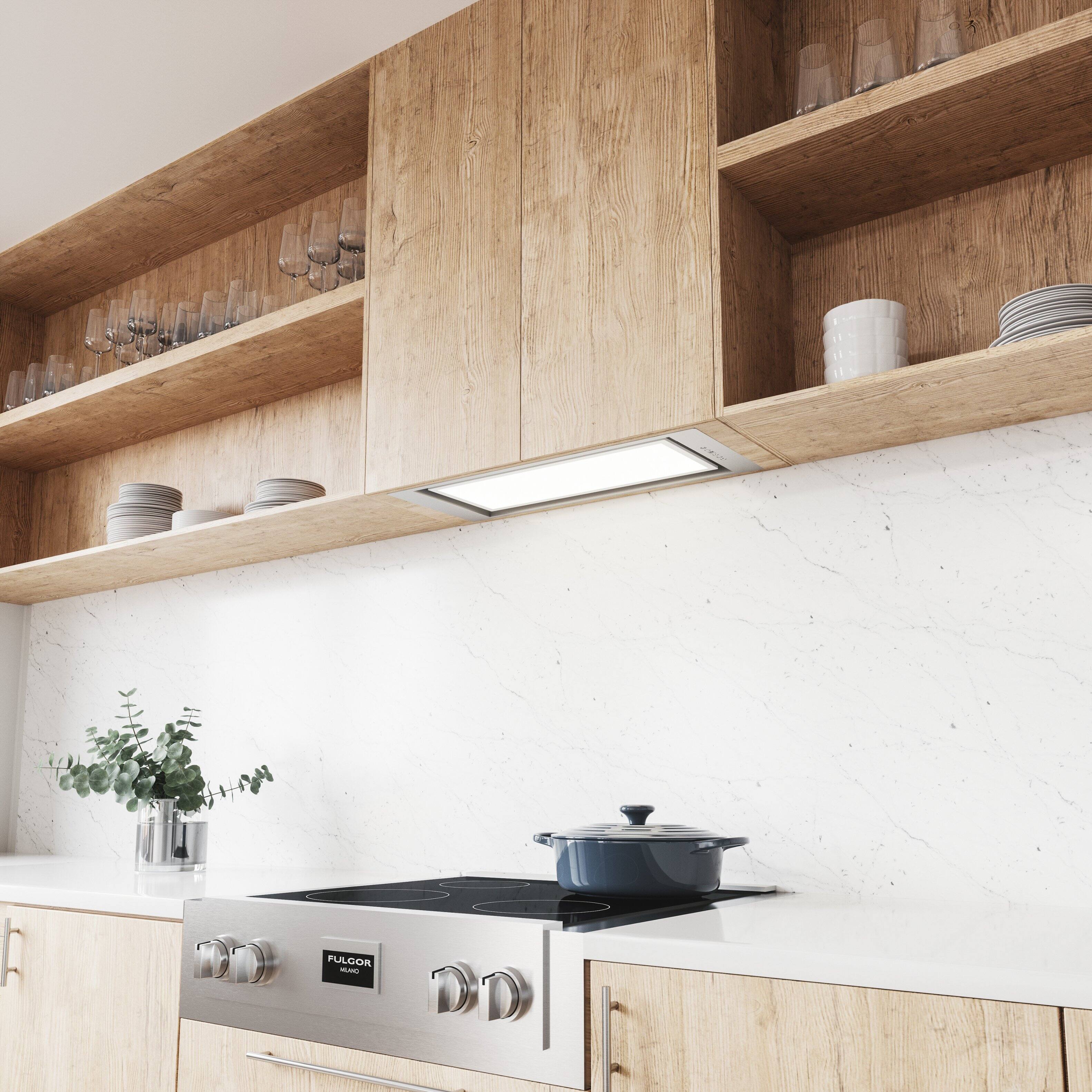 Alt View 22. Zephyr - Tornado Glo 28 in. Insert Range Hood with LED Lights - Stainless Steel.