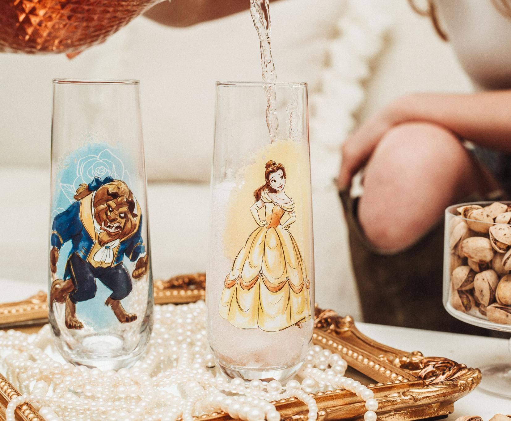 Alt View 1. Disney - Disney Beauty and the Beast 9-Ounce Stemless Fluted Glassware | Set of 2 - Blue.