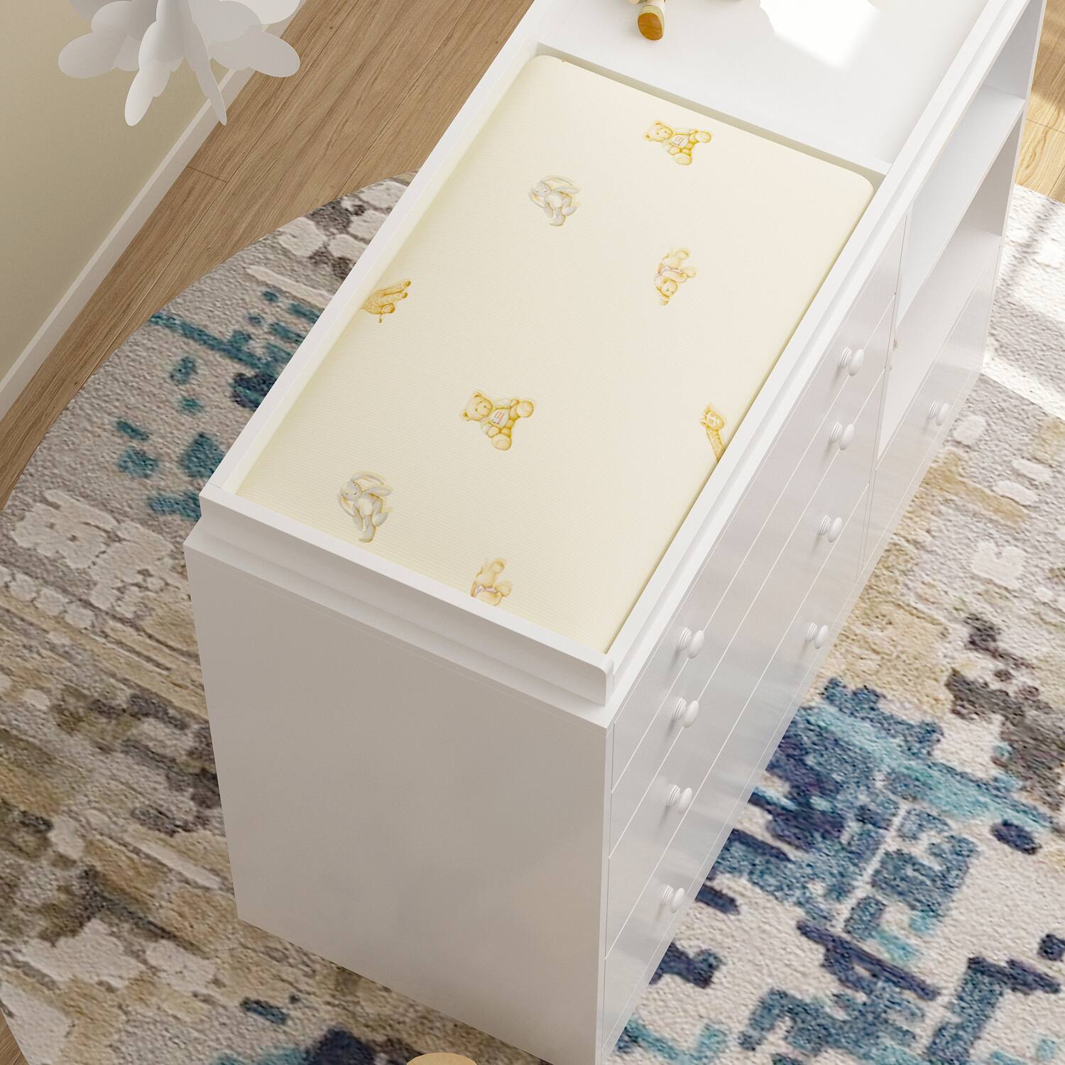 Back. FUFU&GAGA - FUFU&GAGA Baby Changing Table Dresser Spacious Storage Unit & Safe Care Nursery Station - White.