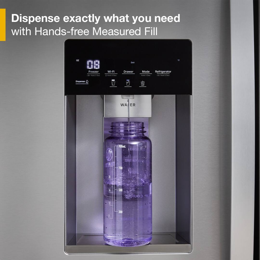 Dispense exactly what you need with Hands-free Measured Fill.

Freezer 0.8 oz Wi-Fi Drawer Mode Refrigerator

900ml 700ml 500ml 300ml