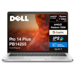 Dell - Pro 14 Plus PB14255 Laptop 14.0 WUXGA (AMD Ryzen 7 PRO 250, 16GB LPDDR5X, 1TB PCIe SSD, Win 11 Pro) w/USB Hub - Platinum Silver