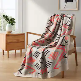 Peace Nest - Boho Chunky Knit Throw Blanket 50"x60" - Black & Orange Wave
