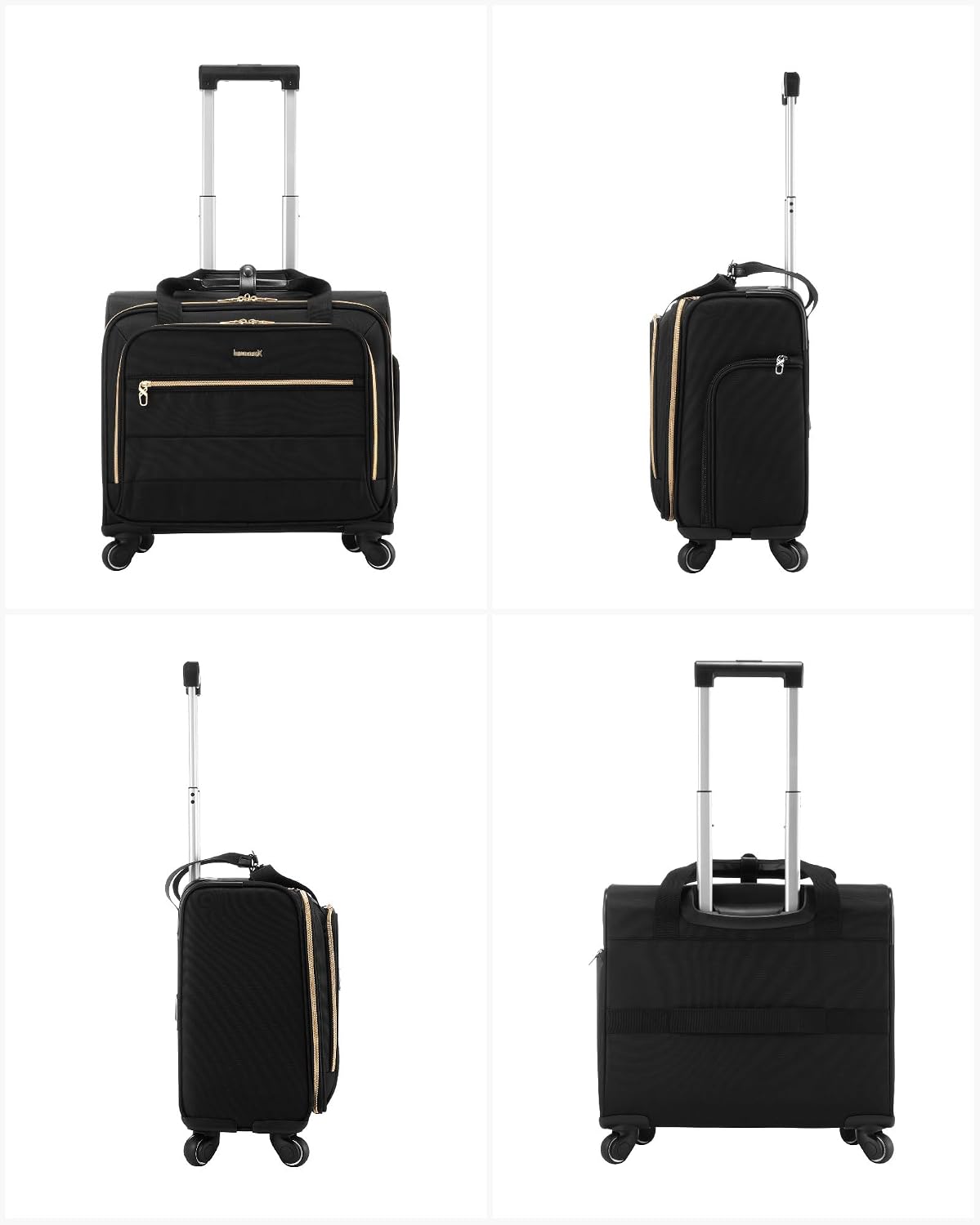 Alt View 3. LUGGEX - LUGGEX Rolling Laptop Bag with Wheels, Softside Laptop Rolling suitcase with 4 Spinner Wheels UDS - FX-UX - Black.