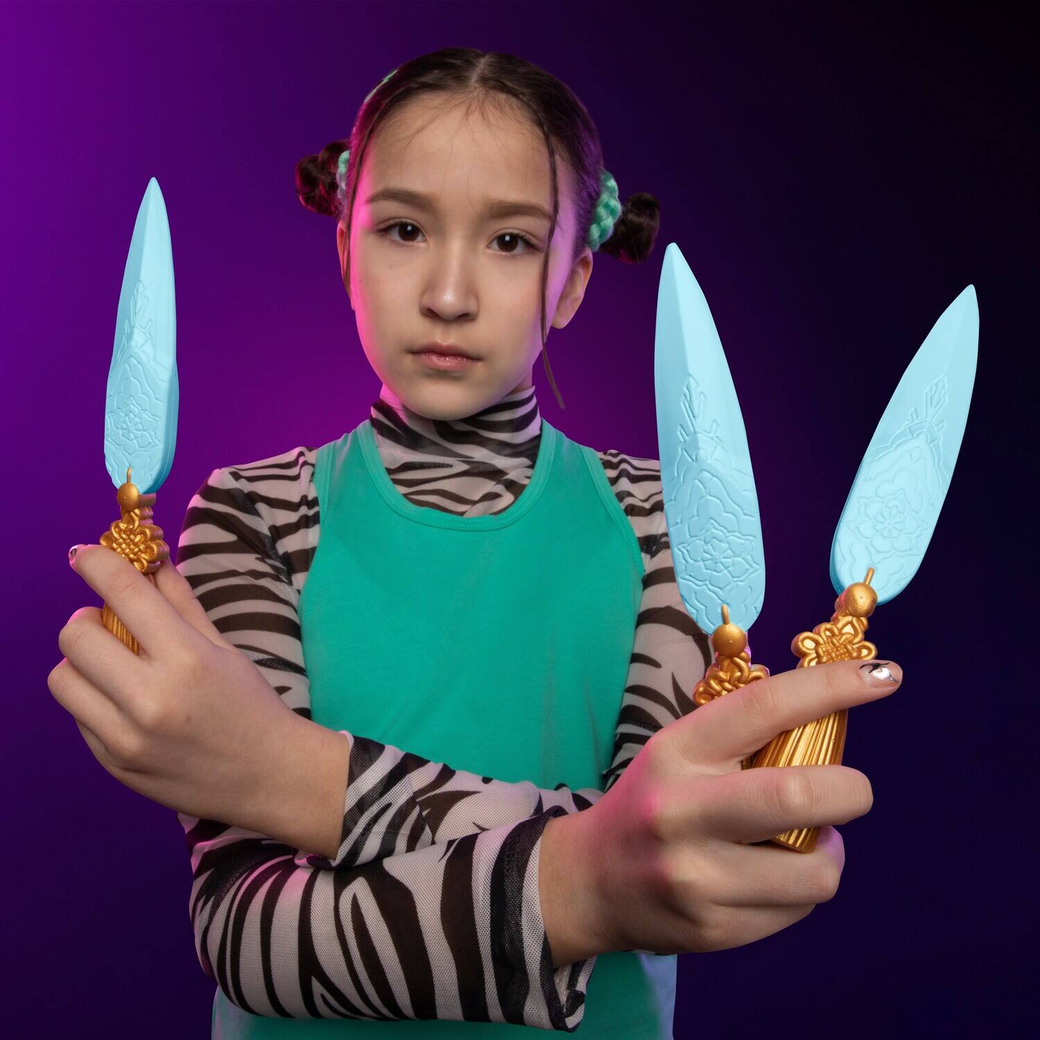 Alt View 3. Hasbro - KPop Demon Hunters - Nerf - Zoey's Spirit Blades   - COLLECTIBLES - Multicolor.