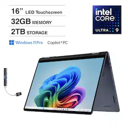 Dell - 16 2-in-1 Laptop 16.0 WQXGA Display (Intel Ultra 9-288V, 32GB LPDDR5X, 2TB PCIe SSD, Active Pen, Win 11 Pro) - Midnight Blue