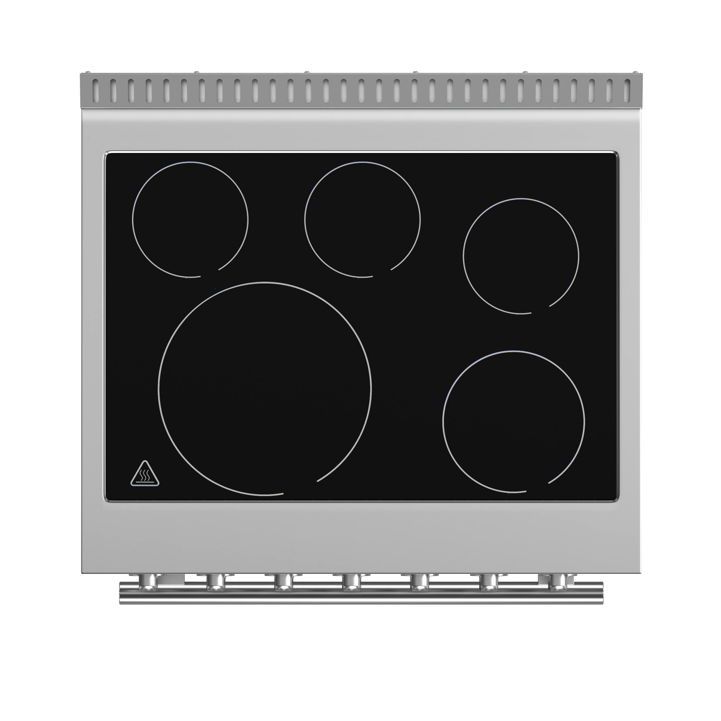 Alt View 3. Forno Appliances - Paolo 4.38 cu. ft. Freestanding Electric True Convection Range with Warming Zone - Silver.