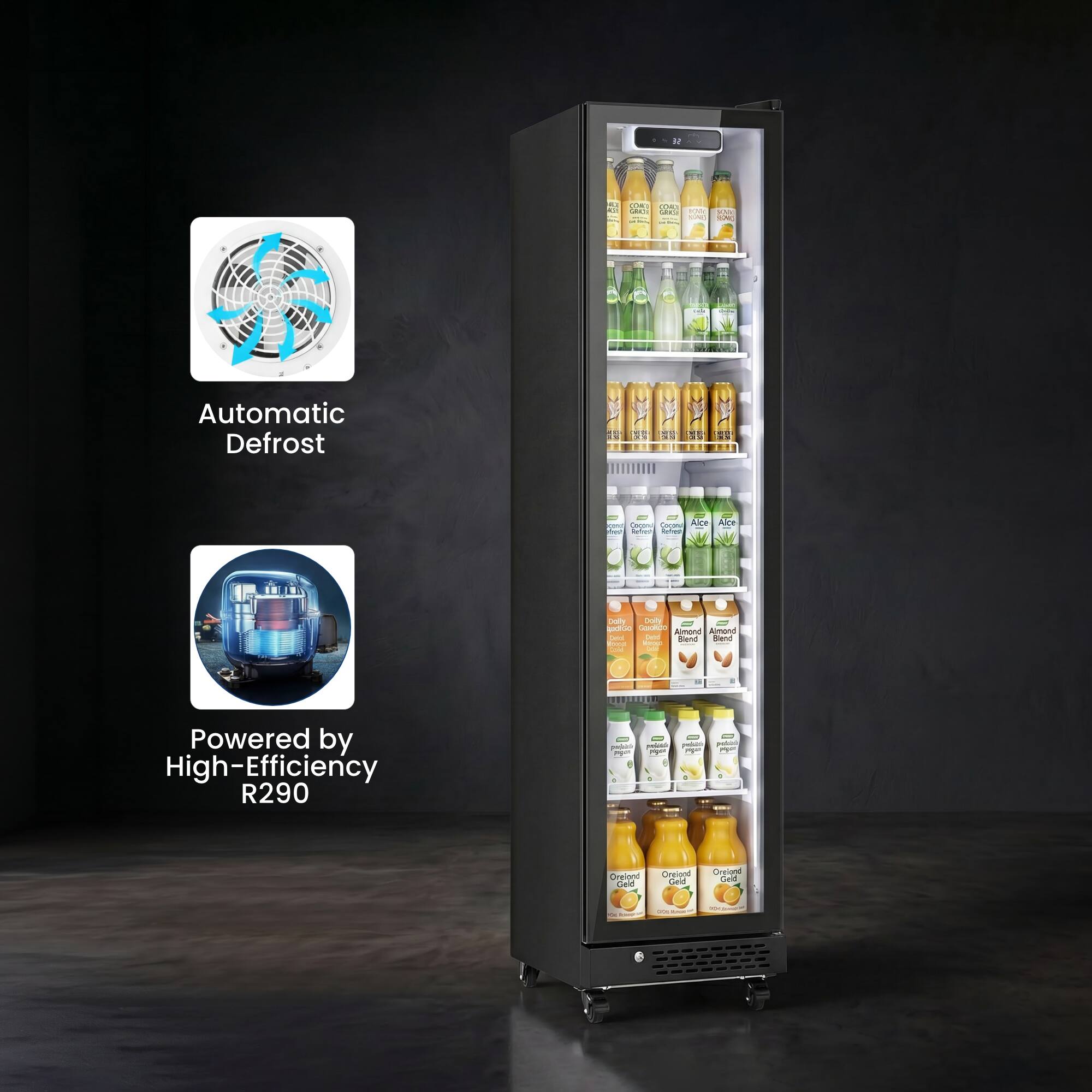 Automatic Defrost

Powered by High-Efficiency R290